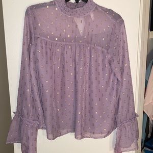 High neck shirt with bell sleeves and buttons